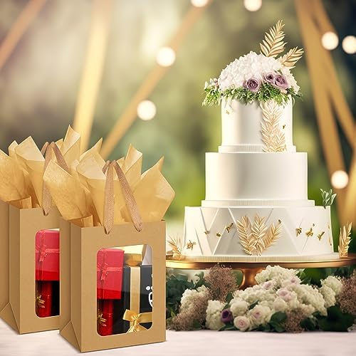 Zhanmai 36 Pcs Kraft Paper Gift Bags with Clear Window Handles, Brown - Image 5