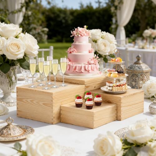 8 Pack Wooden Buffet Risers Cupcake Stand Buffet Display with Mini Signs - Image 4