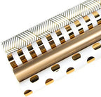 Ribbli White and Gold Wrapping Paper 30 inch for Birthday, Chirstmas, Holiday, Wedding, Graduations, Baby Shower, Polka dots/Stripes/Geometric/Matte Gold,4 Rolls -120 inch(10feet) Per Roll by Ribbli
