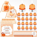 MTLEE 48 Sets Baby Shower Favors Include 48 Succulent Pumpkin Shaped Candles Fall Mini Plants Tea Lights Candles with 48 Invitations Cards and 48 Organza Bags for Baby Gender Reveal Guests(Pumpkin) by MTLEE