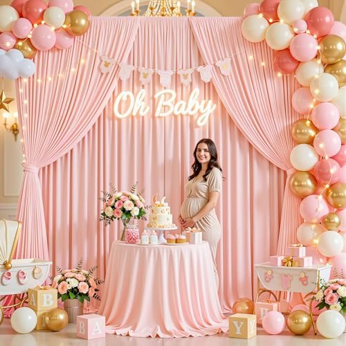 40x10ft Pale Pink Backdrop Curtains for Wedding Parties Wrinkle Free Photo Backdrop Drapes for Photography Birthday Baby Shower Soft Fabric Party Backgournd for Photoshoot 5x10ft, 8 Panels - Image 3