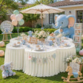 PARTISKY Light Ivory Pleated Ruffle Table Cloth for Wedding Baby Shower Display Table,Wrinkle Resistant Polyester Table Skirt for Rectangle Tables 14ft by Partisky