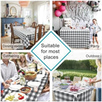 Hiasan Checkered Rectangle Tablecloth 54 x 108 Inch,Grey and White - Image 4