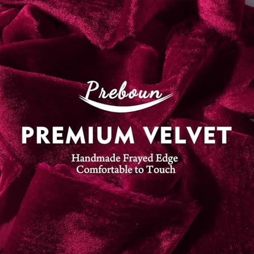 Preboun 4 Rolls Christmas Velvet Ribbon 24 Yards,Burgundy,3 Inch - Image 3