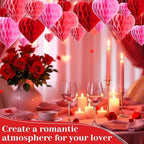 Seajan 60 Pcs Valentine Heart Honeycomb Party Decorations Red Pink White Tissue Paper Heart Shaped Pom Poms Decoration Valentine Hanging Decorations for Birthday Wedding Baby Shower - Image 6