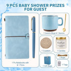 Baby Shower Prizes for Game Winners Baby Shower Games Prizes Ceramic Mugs with Metal Spoons Woven Coasters Notebooks Scented Candles Gift Bags Wedding Bridal Shower Favors for Guests (1, Blue) - Image 4