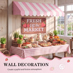 Tallew 3 Pcs Locally Grown Baby Shower Decorations Farmers Market Party Decor with 3D Awning Locally Grown Baby on the Way Sign 54 x 108" Check Tablecloth for First Birthday Farmers Market (Pink) - Image 4
