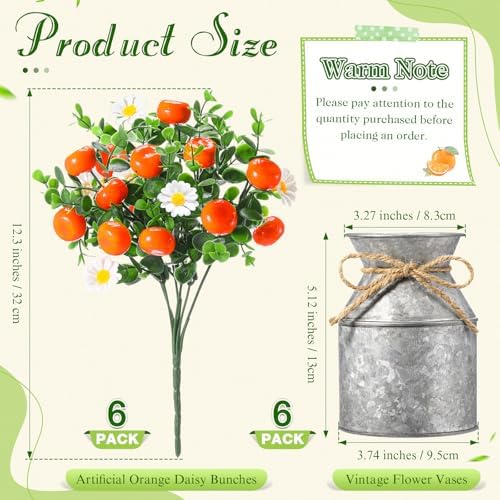 Mimorou 6 Sets Little Cutie Baby Shower Decorations, Lifelike Orange Fruit Daisy Flower Tables Centerpieces, Artificial Summer Tangerine‌ Mason Jar Vase Greenery Decor for Home Office Party Supplies - Image 3