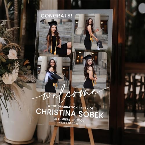 Personalized Graduation Yard Sign with Photo Collage, Custom Class of 2026 Graduation Sign for Outdoor Lawn Decor, Clear Acrylic or Frosted, Waterproof Display - Image 4