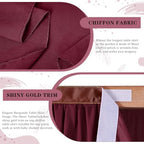 Burgundy Table Skirt for Party：2 Layer Chiffon Table Skirts Rectangle Tables Baby Shower Wedding Birthday Decorations 9FT - Image 7