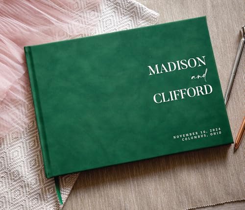 Personalized Guest Book - 11.5" x 8.5" Premium Custom Guest Signing Book with Bookmark and Blank Pages for Wedding Reception Table Decoration Engagement Birthday Party Event, Emerald - Image 6