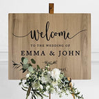 Andaz Press Large Wooden Welcome Sign for Wedding, Rustic Welcome Sign 16" x 20" Custom Names & Date Minimal Woodland Wedding Signage English Oak MDF Wood Finish Wedding Reception Indoor Outdoor Signs - Image 3
