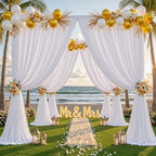 40ftx10ft Wrinkle Free White Backdrop Curtain - 10 Feet Photography Backdrop Drapes, Silky Polyester Back Drop Cloth for Wedding Baby Shower Balloon Arch Background - Image 3