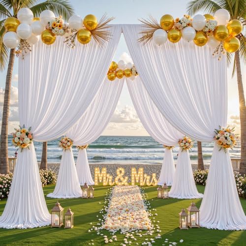 40ftx10ft Wrinkle Free White Backdrop Curtain - 10 Feet Photography Backdrop Drapes, Silky Polyester Back Drop Cloth for Wedding Baby Shower Balloon Arch Background - Image 3