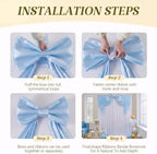 Large Blue Bow Decor, 24x16x79 Inches Big Silky Ribbon Bows for Room Wall Door Decorations Oversized Coquette Stain Bow Party Decorations for Birthday Bridal Baby Shower Wedding Photo Booth Backdrop - Image 4
