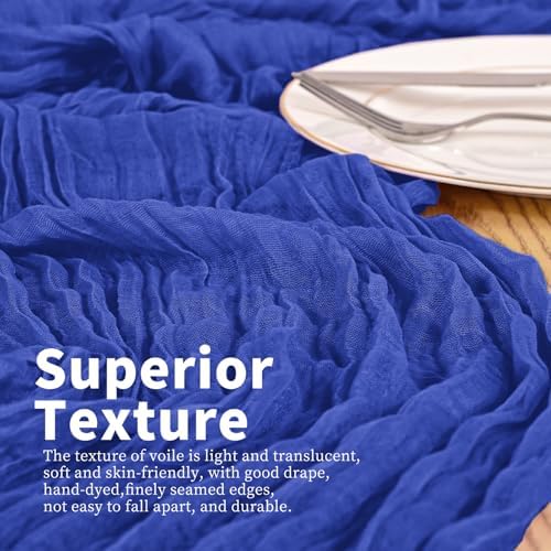 20 Pack Royal Blue Table Runners 17 x 108inch Cheesecloth Table Runner Rustic Boho Gauze Sheer Fabric Cheese Cloth Table Runner for Wedding Party Bridal Baby Shower Birthday Spring Table Decor - Image 2