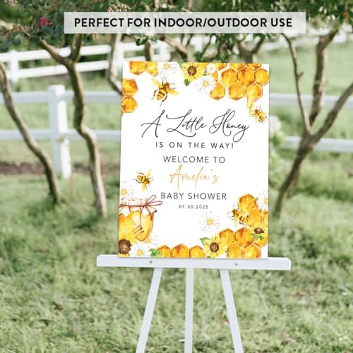 Andaz Press 16x20-Inch Personalized Welcome Baby Shower Sign, Custom Bee Themed Decoration, Bumble Bee Baby Shower Sign - Image 6