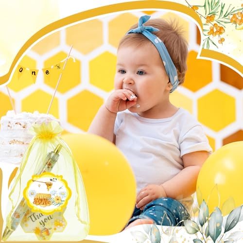 Chuangdi 50 Sets Baby Shower Favors Gifts for Guests Includes 50 Pcs Ballpoint Pens, Thank You Cards and Organza Bags(Bee) - Image 6