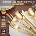 WDF300 Pieces Gold Plastic Silverware - Heavy Duty Disposable Cutlery Set Plastic Gold Silverware Set Includes 100 Forks, 100 Spoons, 100 Knives for Party/Baby Shower/Wedding/Birthday - Image 6