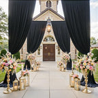 gogoparti 10x15 ft Black Backdrop Curtain for Weddings & Parties - 2-Panel Wrinkle-Free Polyester Drape, 15 FT Long for Birthday, Baby Shower, Halloween Photography Background - Image 2