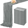 12 Pack Gray 10FT Cheesecloth Table Runner Rustic Gauze Fabric Cheese Cloth Table Runner for Wedding Bridal Baby Shower Table Decor 20 x 120 Inch Long Boho Sheer Birthday Party Table Decorations by FoliafeelHome