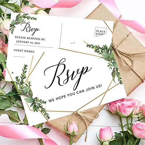 Andaz Press 56-Pack Personalized RSVP Postcards for Wedding Geometric Frame Cardstock Response Reply Cards for Bridal Shower Baby Shower Birthday Event Custom Date and Return Address 4 x 6-Inch - Image 3