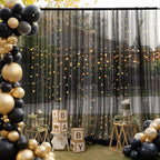 20x8ft Black Tulle Backdrop Curtain with Lights String for Parites, Sheer Backdrop Curtains for Wedding Baby Shower Birthday Party Photo Shoot Decorations - Image 2