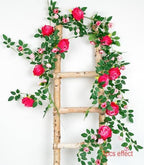 2 PCS 12FT Bendable Flower Garland, Fake Rose Vine for Home Decor,Fuchsia - Image 4