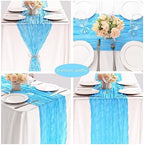 35x120 Inch Baby Blue Cheesecloth Table Runner Baby Shower Birthday Decor - Image 5
