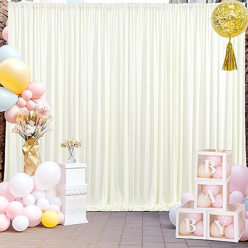 20x10ft Ivory Backdrop Curtain for Wedding Parties Wrinkle Free Fabric Ivory Drapes Backdrop Decoration for Baby Shower Birthday Photography Decoration 4 Panels, 5ft x 10ft - Image 4