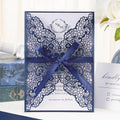 AdasBridal 50pcs Navy Blue Laser Cut Wedding Invitations Cards Blank by AdasBridal