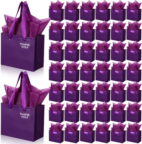 Zhanmai 4.7 x 2.4 x 3.9 Inch 100 Pcs Mini Gift Bags Bulk, Purple by Zhanmai