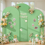 Green Beige Arch Backdrop Covers Set of 3 Wedding Arch Covers Stretchy Backdrop Baby Shower Birthday Party Arches Cover 6FT 6.6FT 7.2FT Arch Stand Cover Spandex Bridal Shower Decoration - Image 4
