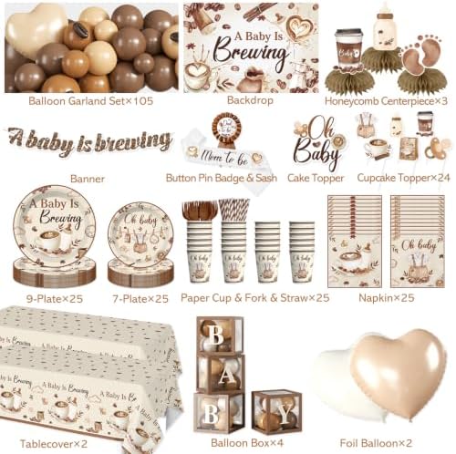 Complete A Baby is Brewing Baby Shower Decorations for Coffee Themed Party - Image 2