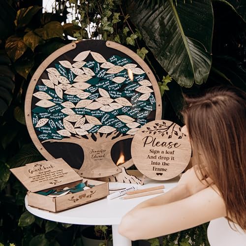 Rustic Wooden Wedding Guest Book Alternative – Personalized Heart Drop Box with Tree Design for Reception, Baby Shower & Engagement Party Decor - Personalized Wedding Guest Book Alternative - Image 2