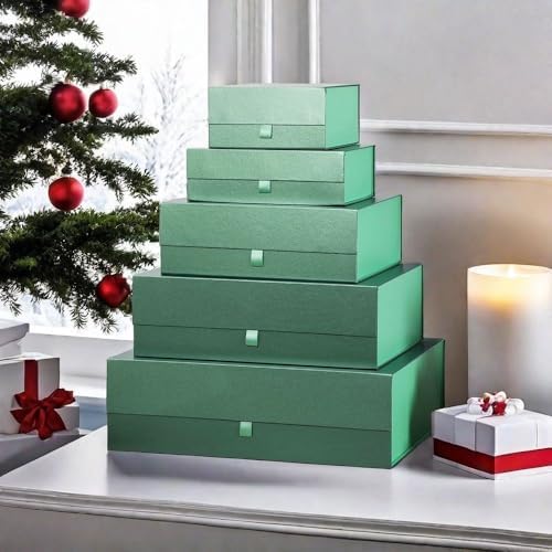 Extra Large Green Gift Box 3 Pack 19x16x6 Inches,Gift Boxs for Presents with Lid Magnetic Closure Collapsible,Groomsman Proposal Box,Birthday, Christmas,for Clothes and Large Gifts - Image 6