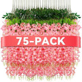 Alotiki Pink Wisteria Hanging Flowers, 75 Pack Fake Hanging Flowers by CreateABetterLife
