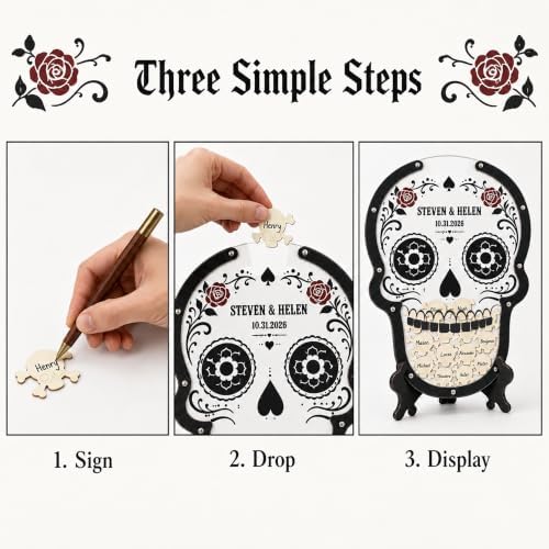 Wedding Guest Book Alternative, Personalized Gothic Skull Drop Box - Image 6