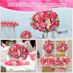 Tigeen 12 Bundles Peonies Artificial Flowers Faux Roses, Rose Pink - Image 6
