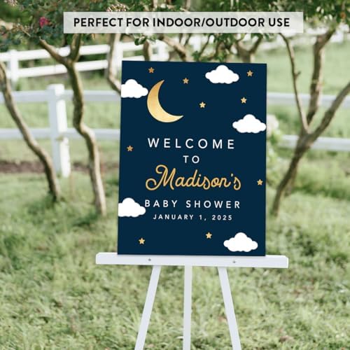 Andaz Press Personalized Large Canvas Baby Shower Welcome Sign, 16 x 20 Inches, Twinkle Twinkle Little Stars, Guestbook Alternative, Custom Baby Shower Sign, for Twinkle Twinkle Little Stars Theme - Image 6