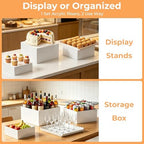 Acrylic Buffet Risers, 4 PCS White Large Food Display Stands for Party Table, Display Risers Cube Box with Hollow Bottom for Dessert Catering Party Supply, Square Scalloped Acrylic Serving Tray for Cupcake - Image 5