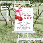 Andaz Press Personalized She's The Cherry on Top Baby Shower Decorations, Custom Coquette Bow Cherry Themed Party Decorations Baby Shower Welcome Sign Decor, 16x20 Inch - Image 6