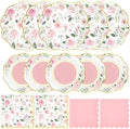 Funnymoom 200 Pcs Pink Wild Floral Party Decorations Paper Plates Serve 50 by Funnymoom