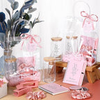 Zeyune 6 Sets Baby Shower Prizes for Wedding Bridal Shower Gifts Party Favors Including Glass Notebooks Ballpoint Pen Mirror Hairpins Hair Bands Gift Bag Thank You Cards(Pink,Classic) - Image 2