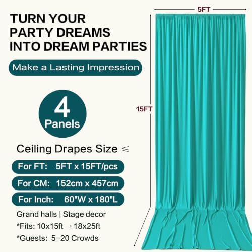 20ft×15ft Turquoise Backdrop Curtain for Wedding Parties - Image 6