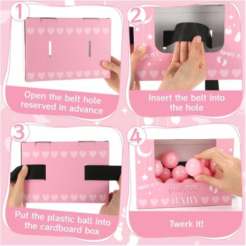 8 Sets Pink Heart Baby Shower Swing Shaking Balls Activity Set for Adults - Image 3