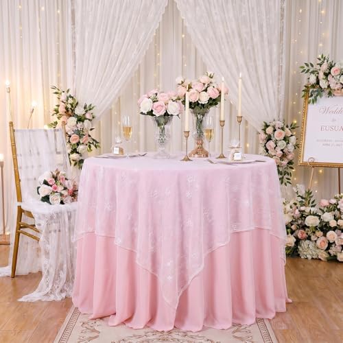 LuoluoHouse 2 Packs 60 x 120 Inch White Lace Rustic Table Cloths Vintage - Image 5
