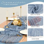 YMHPRIDE 12 Pack Cheesecloth Table Runner 35x120in Dusty Blue Table Runner - Image 4