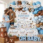 Cowboy Baby Shower Decorations for Boy, All-in-1 Retro Western Baby Shower Decorations with Balloon Arch Baby Boxes Plates Napkins Cake Toppers Tablecloth Backdrop Banner for Cowboy Rodeo Baby Shower - Image 3