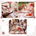 LemonRoad 175 Pcs Special Delivery Pizza Baby Shower Party Set Serves 25 Guests, 9'' Dinner Plates 7'' Dessert Plates 9oz Cups Red White Gender Neutral Disposable Tableware for New Baby Welcome Party - Image 6